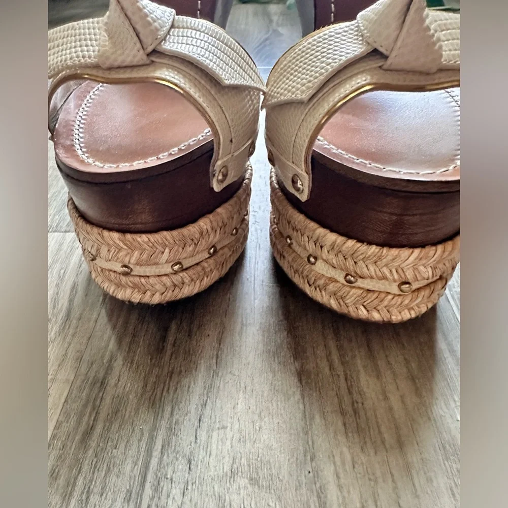ALEXANDRE BIRMANClarita Wooden Wedge Leather Sandals size 38